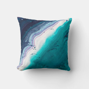 Cojín Decorativo Azul abstracto de olas del océano