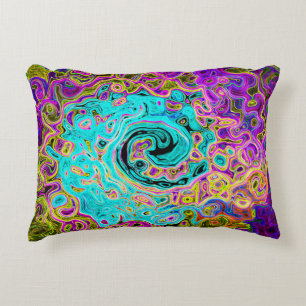 Cojín Decorativo Azul Acuático Helado Groovy Remolino Líquido Abstr