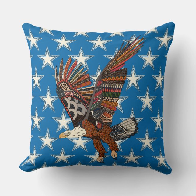 Cojín Decorativo azul águila de Estados Unidos (Anverso)