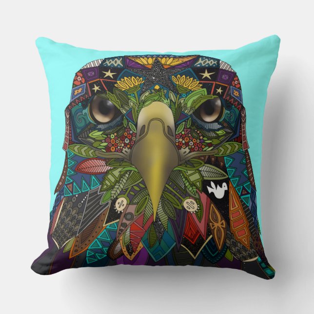 Cojín Decorativo Azul águila estadounidense (Anverso)