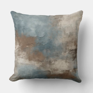Cojín Decorativo Azul Ahumado Marrón Beige Abstracto Rústico