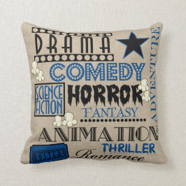 Cojín Decorativo Azul Almohada-Oscuro del boleto del género del