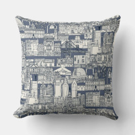 Cojín Decorativo azul añil de toile de Filadelfia