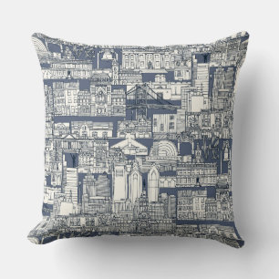 Cojín Decorativo azul añil de toile de Filadelfia