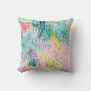 Cojín Decorativo Azul artístico. Presentación Contemporánea Blanca.