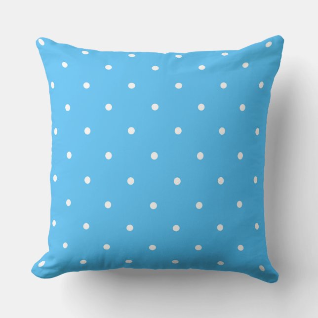 Cojín Decorativo Azul bebé con puntos blancos (Anverso)
