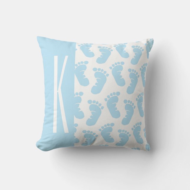 Cojín Decorativo Azul bebé, pies de niño bebé (Anverso)