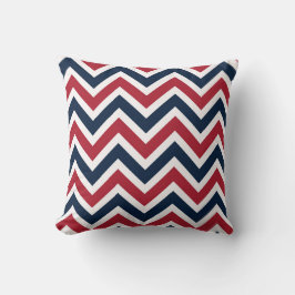 Cojín decorativo azul blanco rojo del zigzag