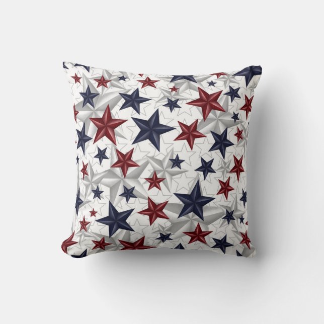 Cojín Decorativo Azul blanco rojo estrella (Anverso)