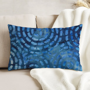 Cojín Decorativo Azul Boho Batic Espirales Abstractos
