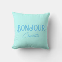 Cojín decorativo azul Bonjour Bonne Nuit