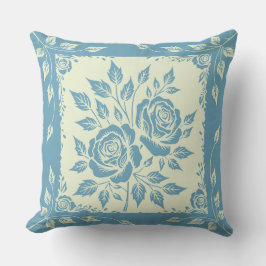 Cojín Decorativo Azul Bouquet de madera con marco