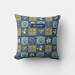 Cojín Decorativo Azul chic citricos sicilianos Mediterráneo