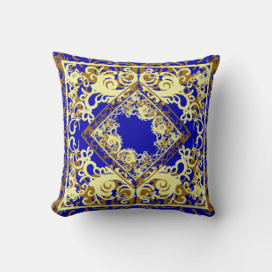 Cojín Decorativo Azul chino y oro reversibles