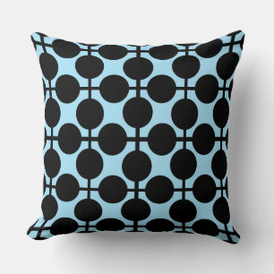 Cojín Decorativo Azul claro con geométrico negro