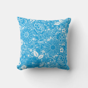 Cojín decorativo azul claro de belleza botánica