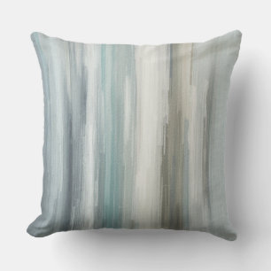 Cojín Decorativo Azul Claro Gris Marrón Abstracto a Rayas