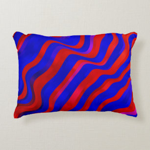 Cojín Decorativo Azul claro, textura roja con líneas irregulares. G