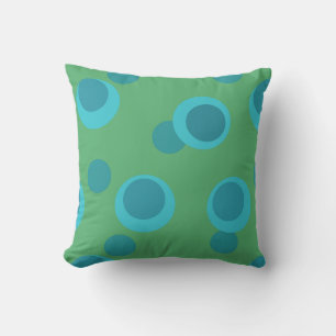 Cojín Decorativo Azul Claro, Verde Azulado, puntos retro de Pizarra