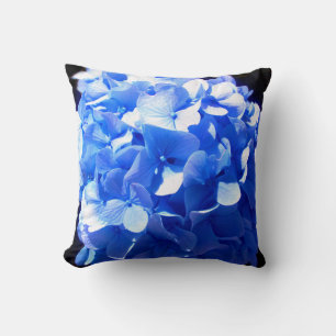 Cojín Decorativo Azul cobalto flores elegantes hortensias azules