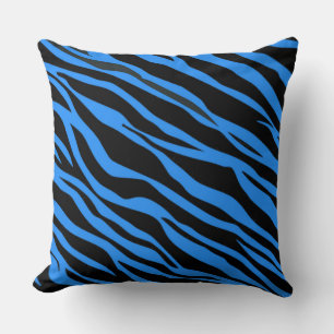 Cojín Decorativo Azul Cobalto Rayas de Cebra