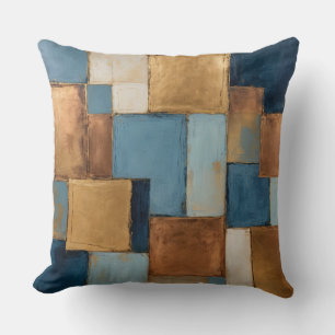 Cojín Decorativo Azul, cobre mutado, mosaico dorado