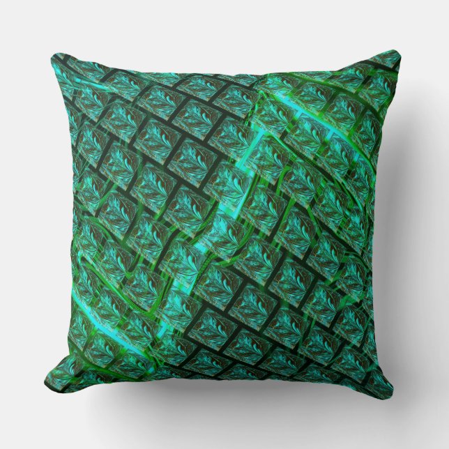 Cojín Decorativo Azul con trazos entrelazados 'flotantes' (Anverso)