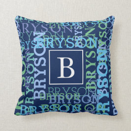 Cojín Decorativo Azul conocido del racimo del monograma