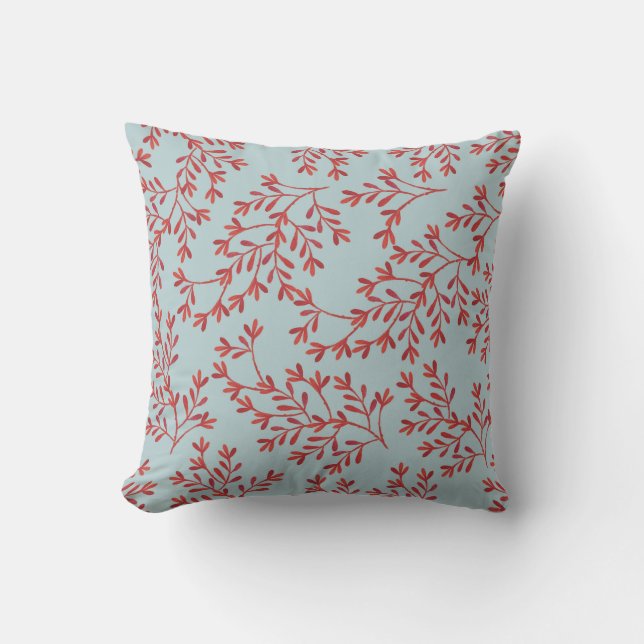 Cojín decorativo azul coral y oceánico (Anverso)