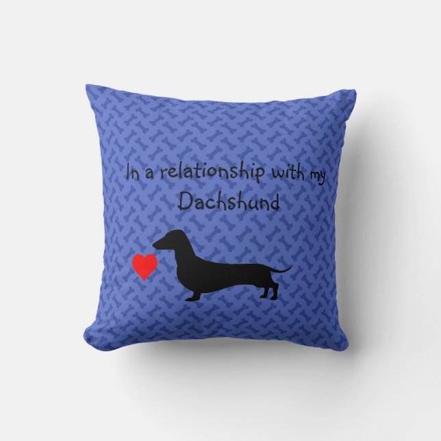 Cojín decorativo azul Dachshund Silhouette (Anverso)