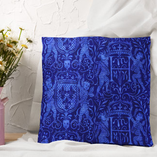 Cojín Decorativo Azul de cobalto rico en tapiz mediterráneo