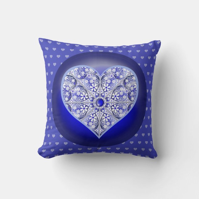Cojín Decorativo Azul de encaje cerámico de Grecia (Anverso)