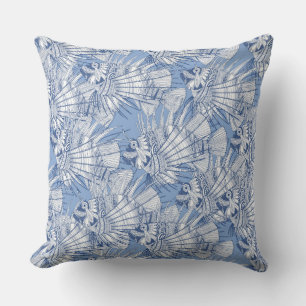 Cojín Decorativo azul de espejismo de pescado