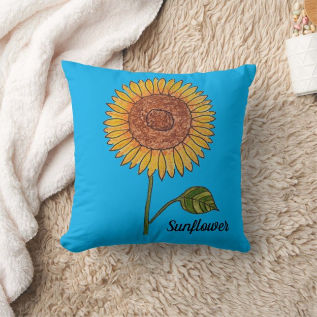 Cojín Decorativo Azul de girasol (Manta)