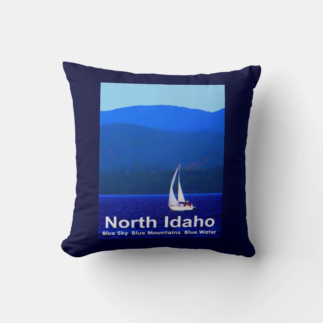 Cojín Decorativo Azul de Idaho del Norte (Anverso)