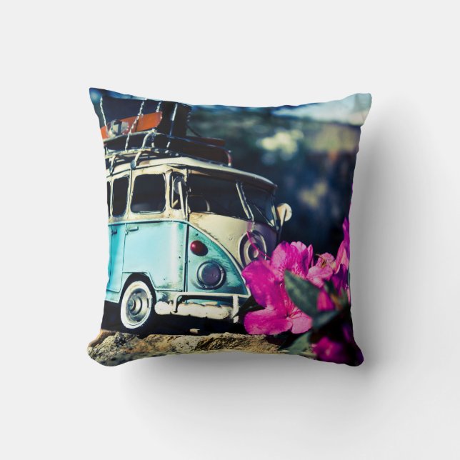 Cojín Decorativo Azul de Kombi (Anverso)