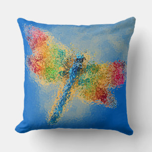 Cojín Decorativo Azul de la libélula colorida