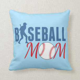 Cojín Decorativo Azul de la mamá del béisbol