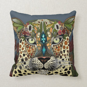 Cojín Decorativo azul de la reina del leopardo