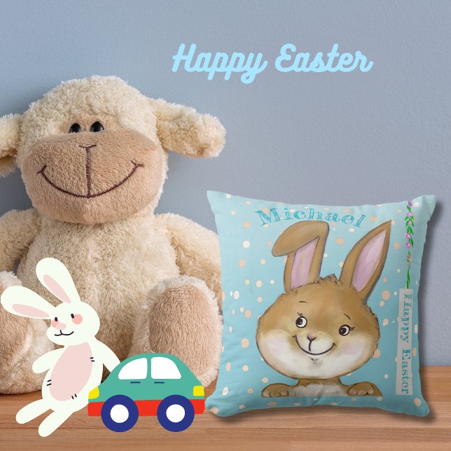 Cojín decorativo Azul de los niños de la caza de h (Egg-citing Egg Hunt Kids Blue Throw Pillow )