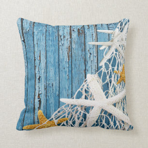 Cojín Decorativo Azul de madera el   de la playa de la red de las