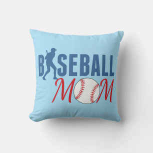 Cojín Decorativo Azul de Mamá de Béisbol