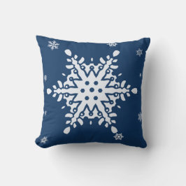 COJÍN DECORATIVO AZUL DE MEDIANOCHE CON FESTIVIDAD SNOWFLAKE