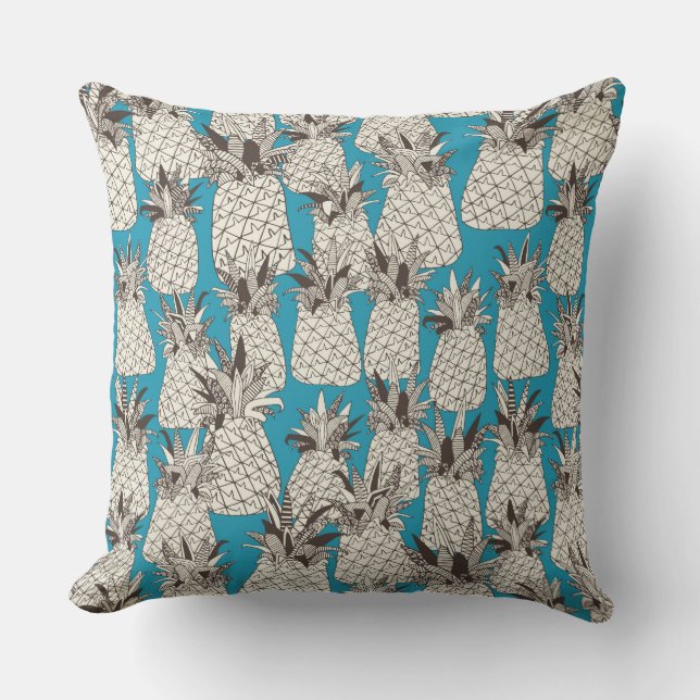 Cojín Decorativo azul de piña (Anverso)