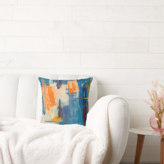 Cojín decorativo azul de pintura abstracta