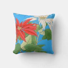 Cojín Decorativo Azul de Poinsettias