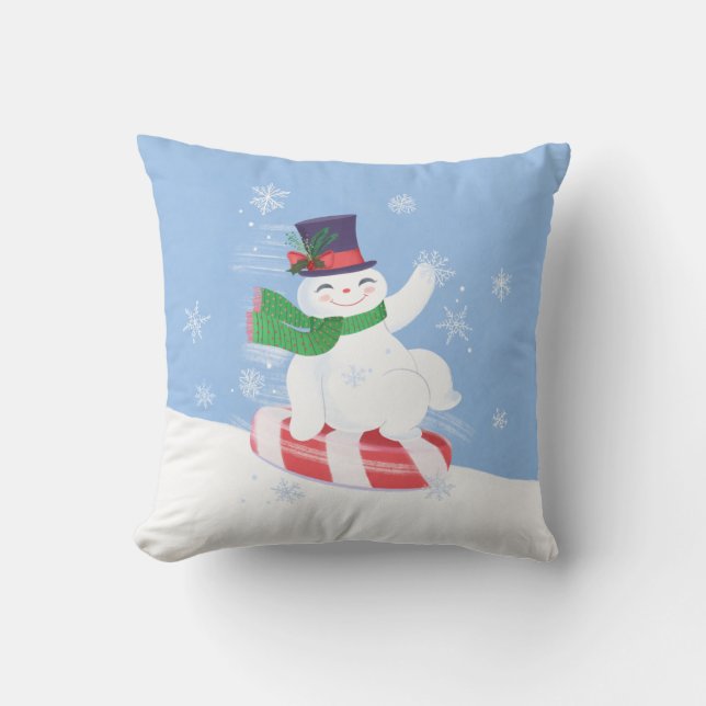 Cojín decorativo Azul de Snowman y Peppermint (Anverso)