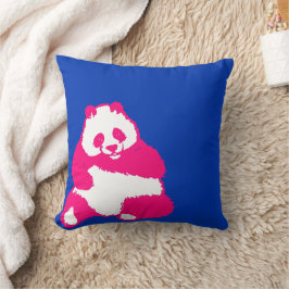 Cojín decorativo azul de tinta pop rojo panda