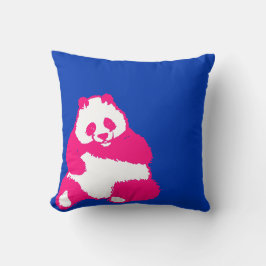 Cojín decorativo azul de tinta pop rojo panda