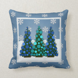 Cojín decorativo azul del árbol de navidad Nevado